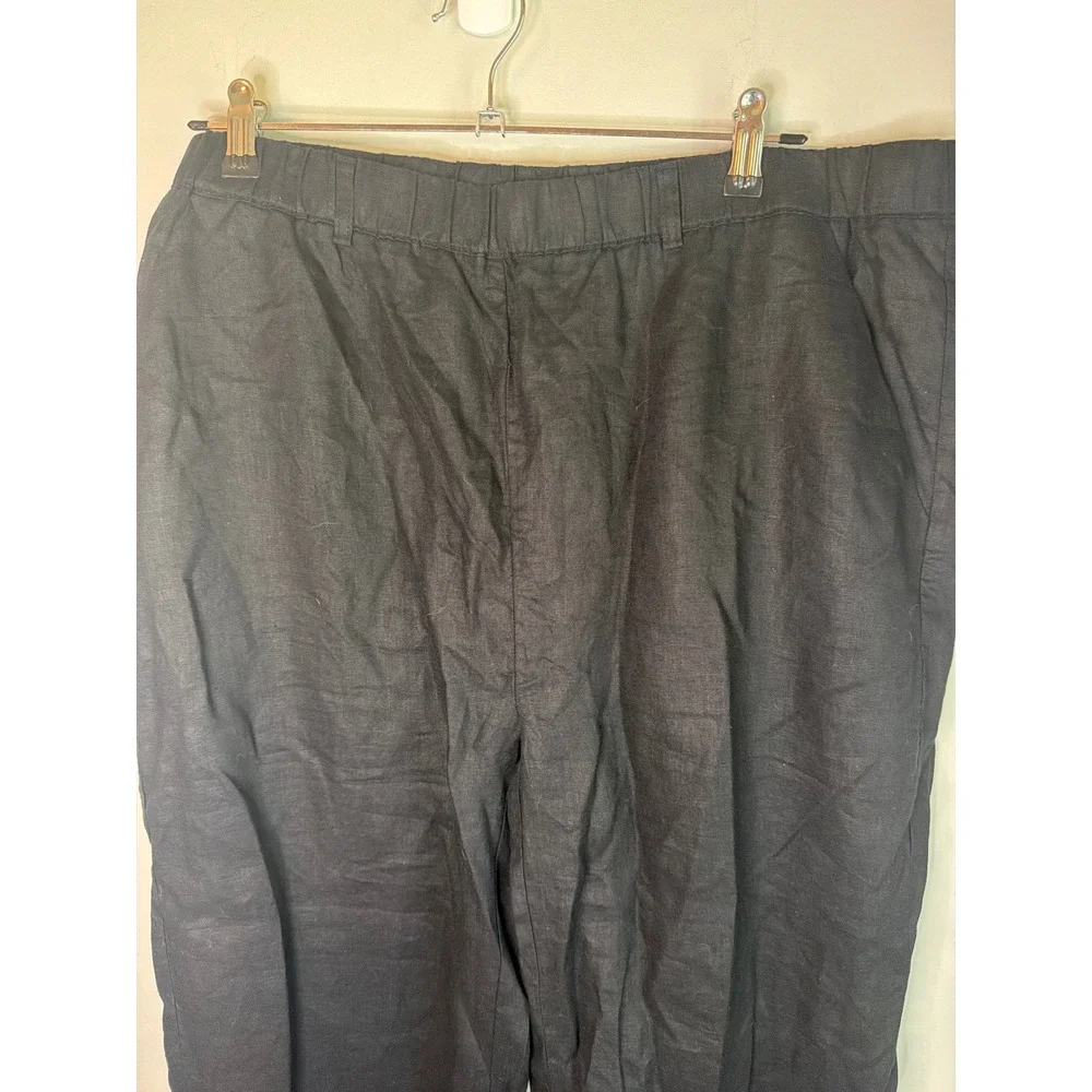 Quince‎ Black 100% European Linen Elastic Waist Pants XL NWT